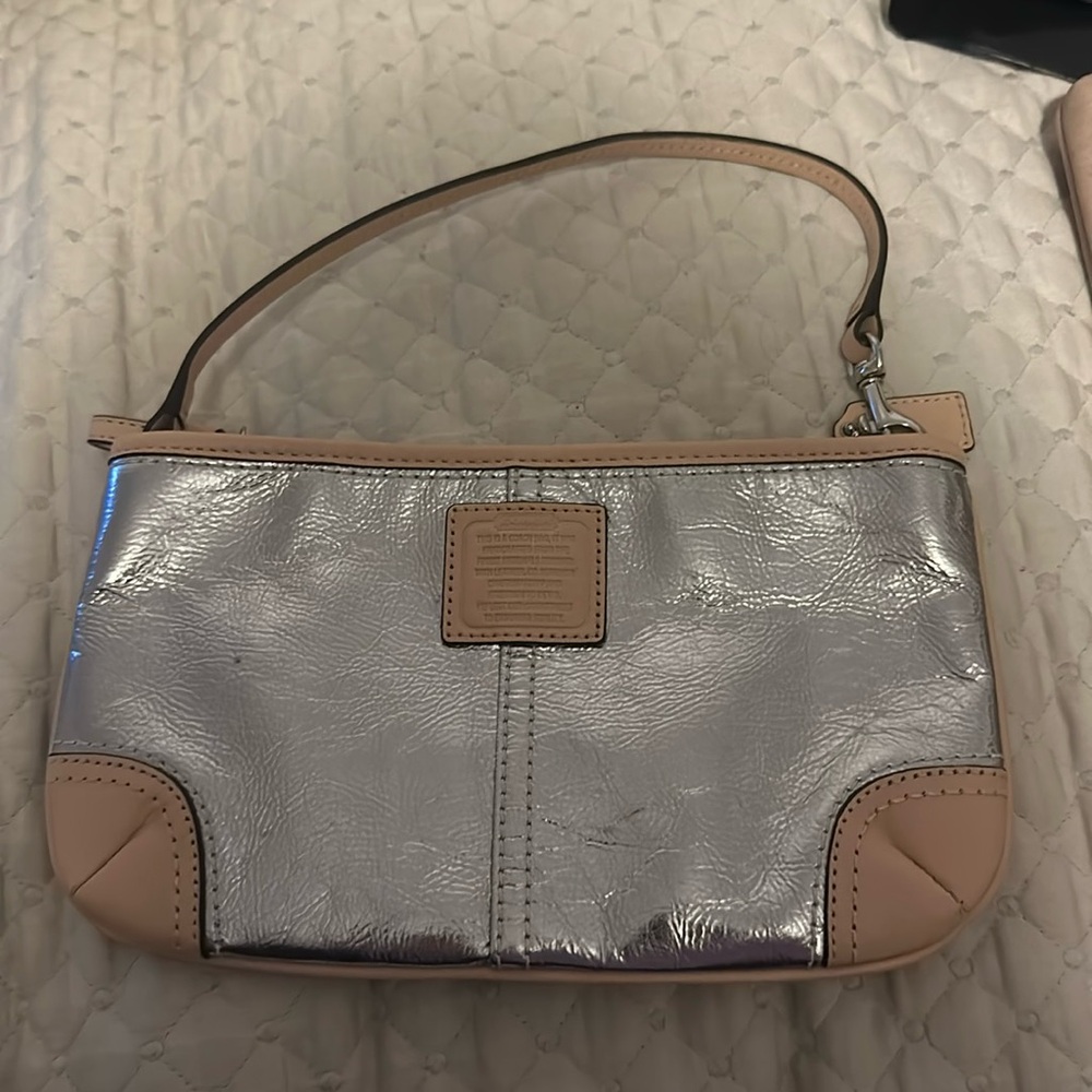 Silver Coach Shoulder Bag